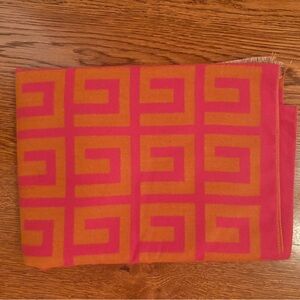 Never worn! Orange and Pink Geometric Scarf